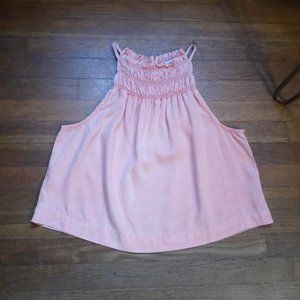 BELLA DAHL 100% tencel Smocked Neck Halter Top in coral (S.M)